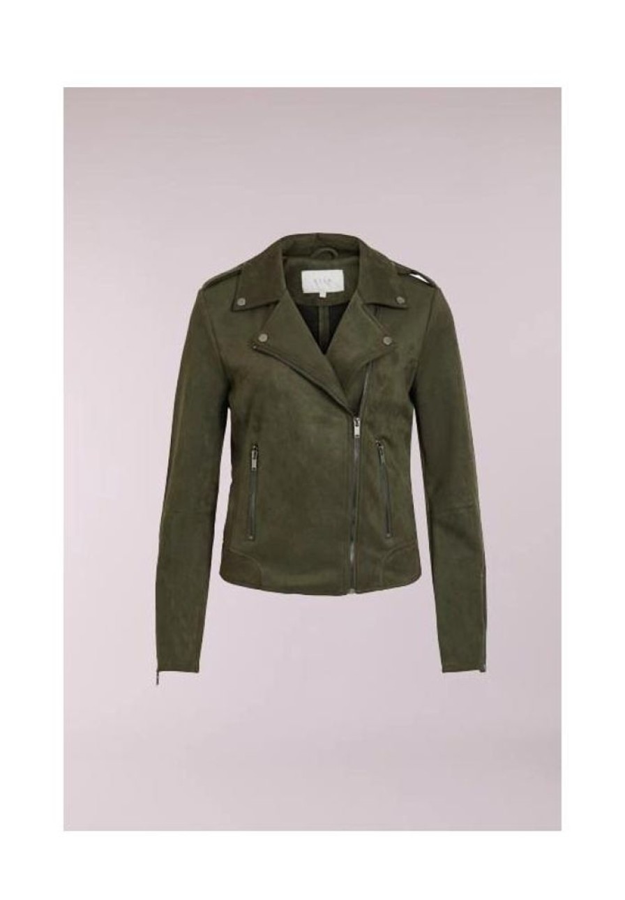 Dames VILA Jassen & Blazers | Suede Look Biker Jasje Faddy 14057232 Noos