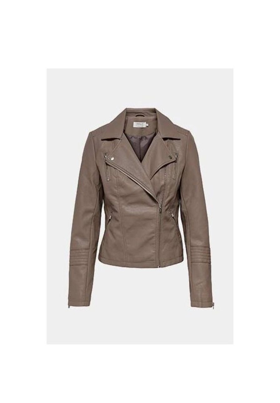 Dames ONLY Jassen & Blazers | Leather Look Biker Jacket Gemma 15153079 Noos