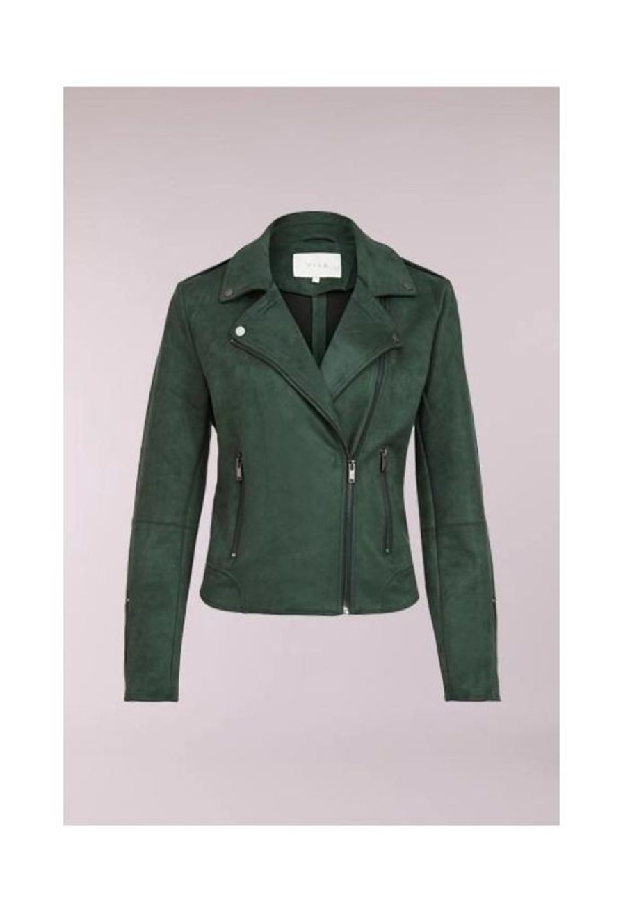 Dames VILA Jassen & Blazers | Suede Look Biker Jasje Faddy 14057232 Noos