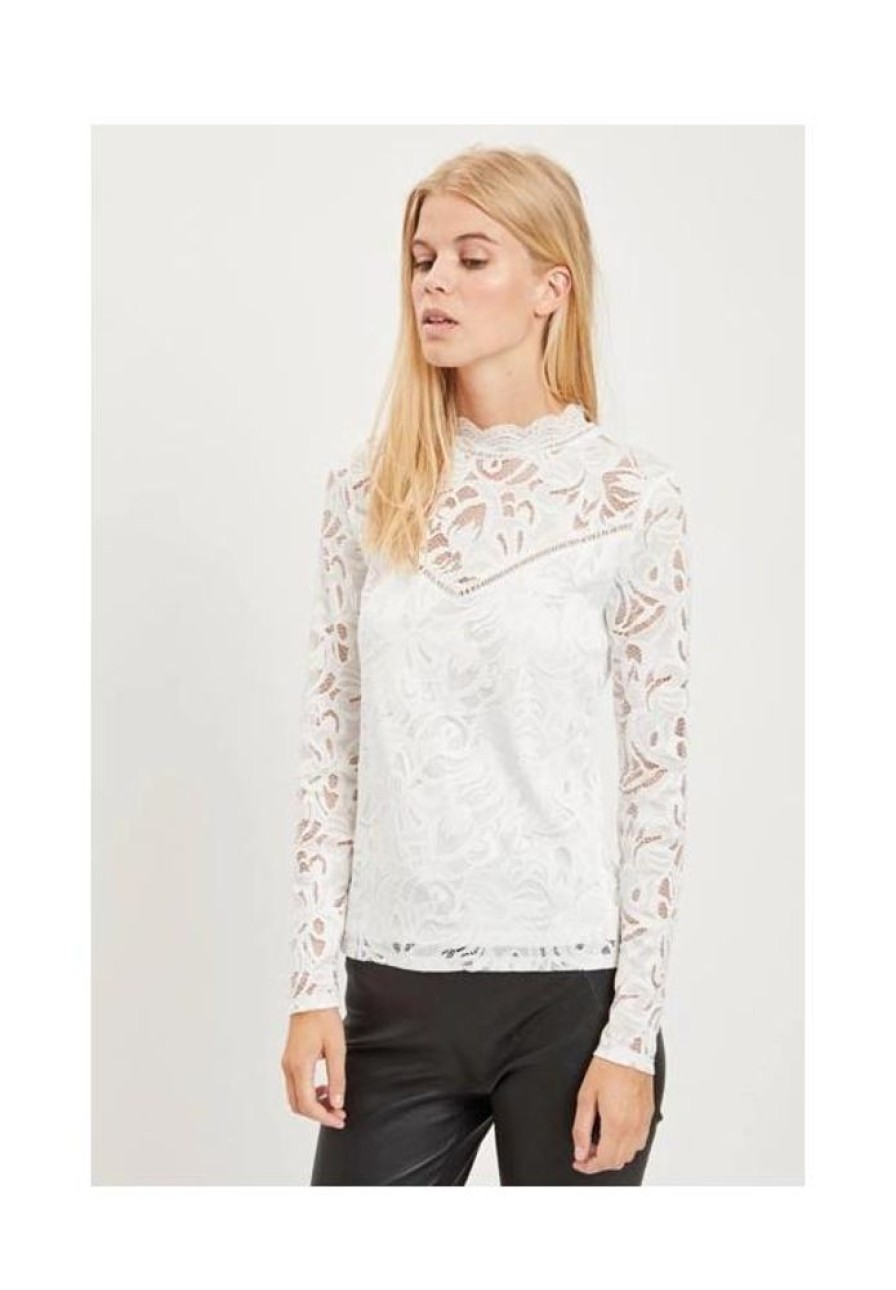 Dames VILA Blouses & Tunieken | Longsleeve Kant Stasia 14041864 Noos