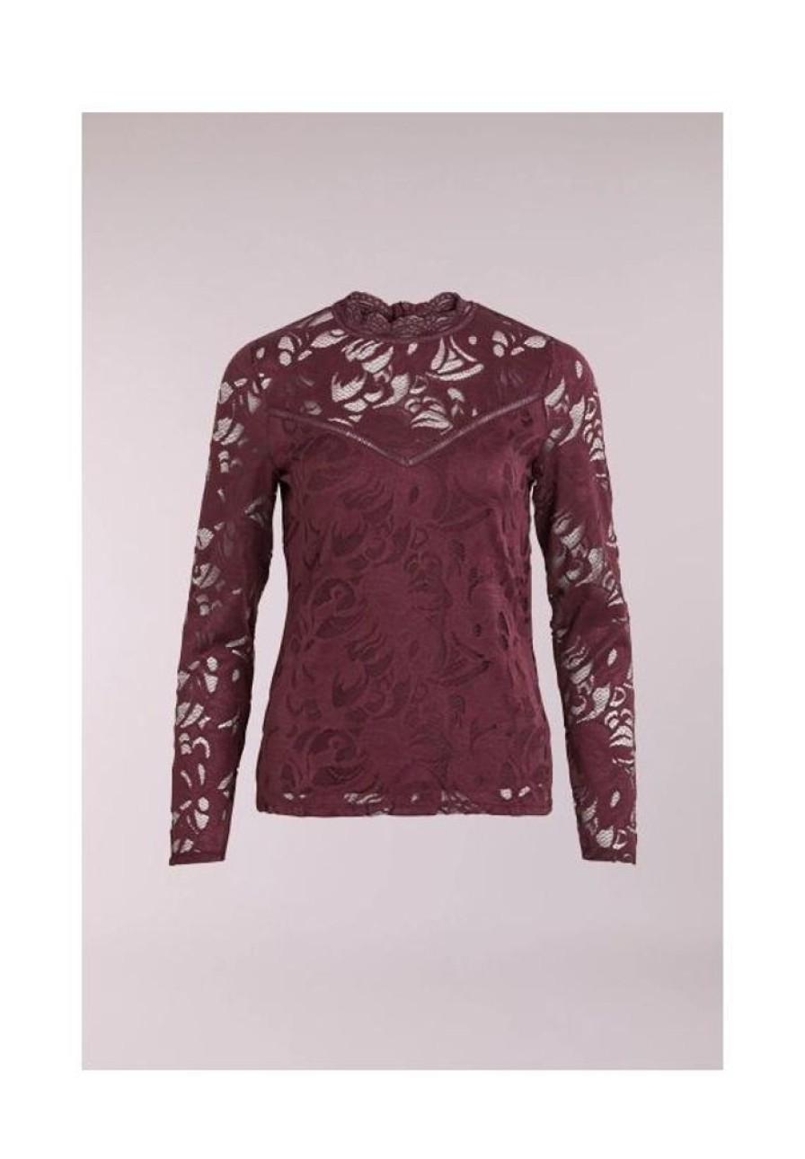 Dames VILA Blouses & Tunieken | Longsleeve Kant Stasia 14041864 Noos