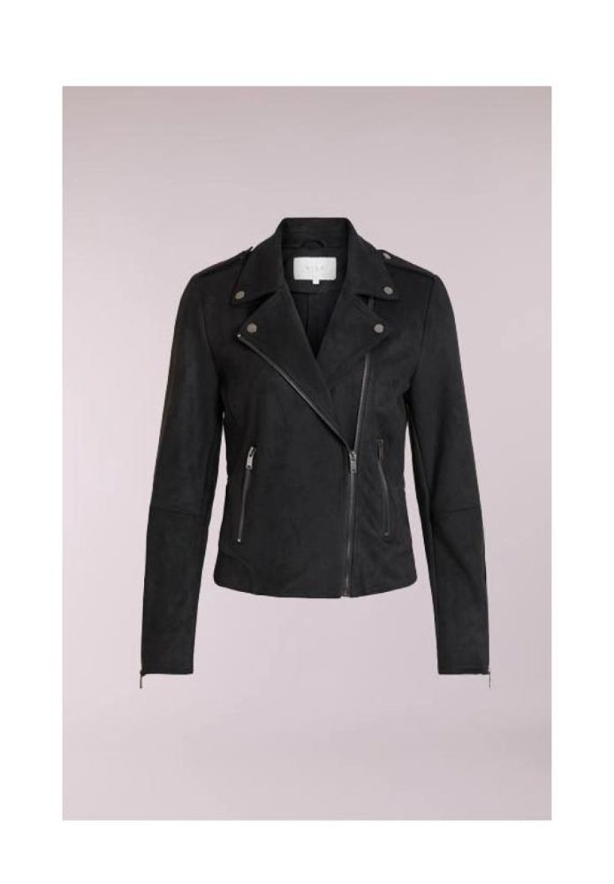 Dames VILA Jassen & Blazers | Suede Look Biker Jasje Faddy 14057232 Noos