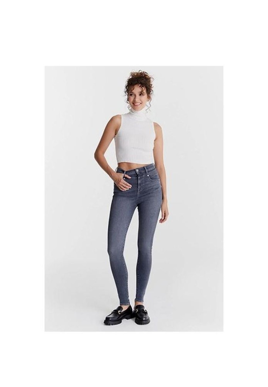 Dames Cup of Joe denim Jeans | High Waist Jeans Lisa Smoke Grey