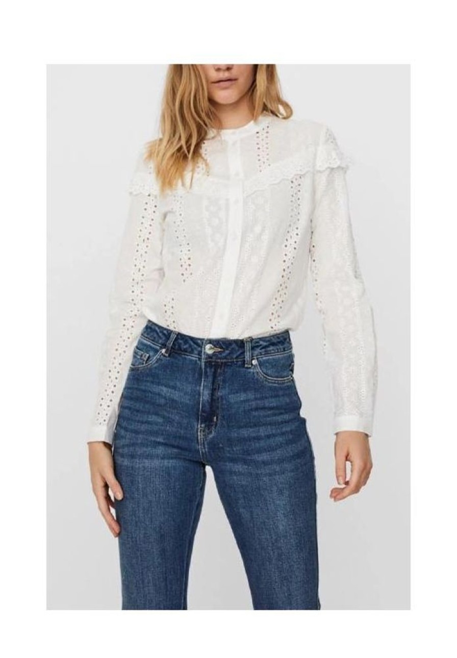 Dames Vero Moda Blouses & Tunieken | Embroidery Blouse Nora 10247655 Noos