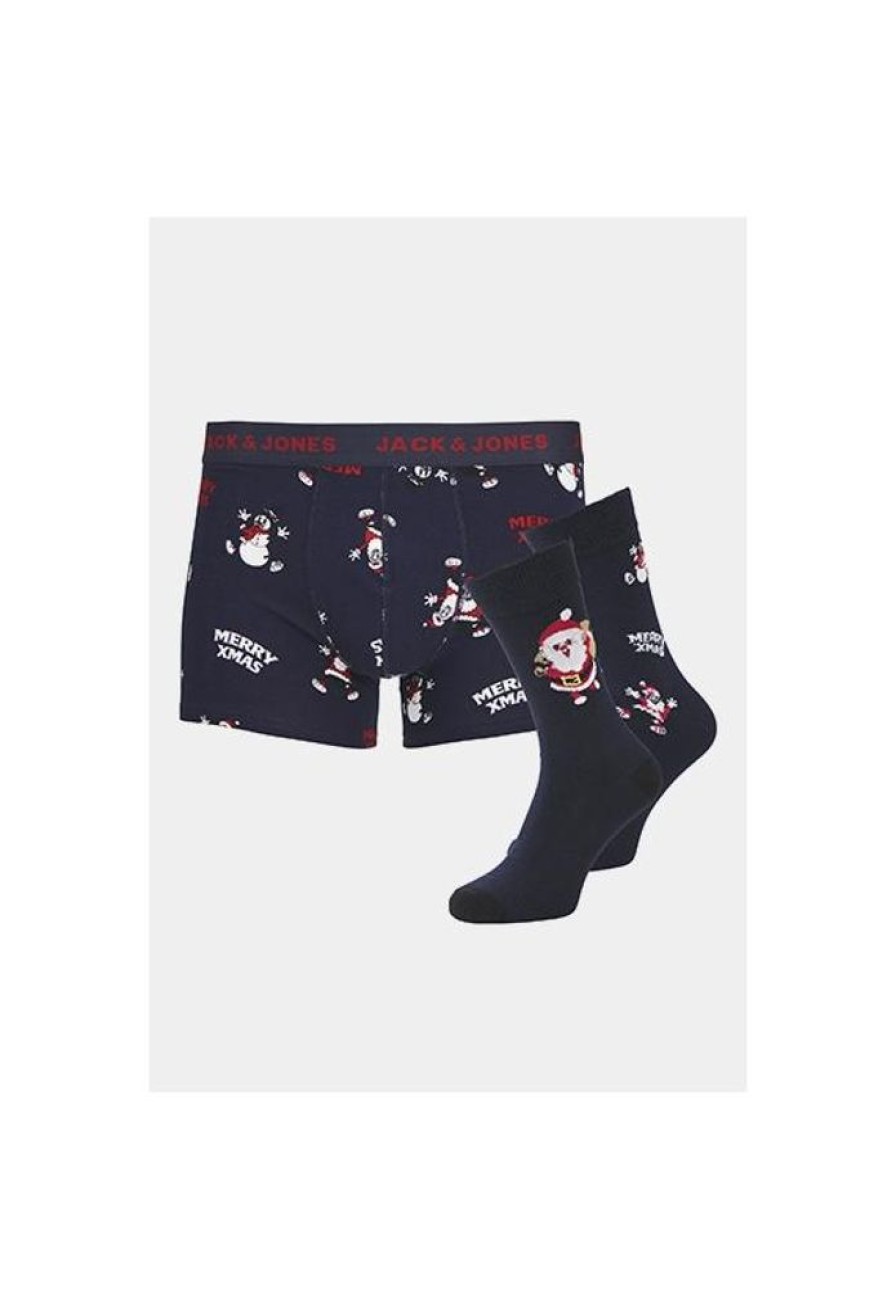 Heren Jack and Jones Ondergoed | Giftbox Kerst Boxershort + Sokken 12246132